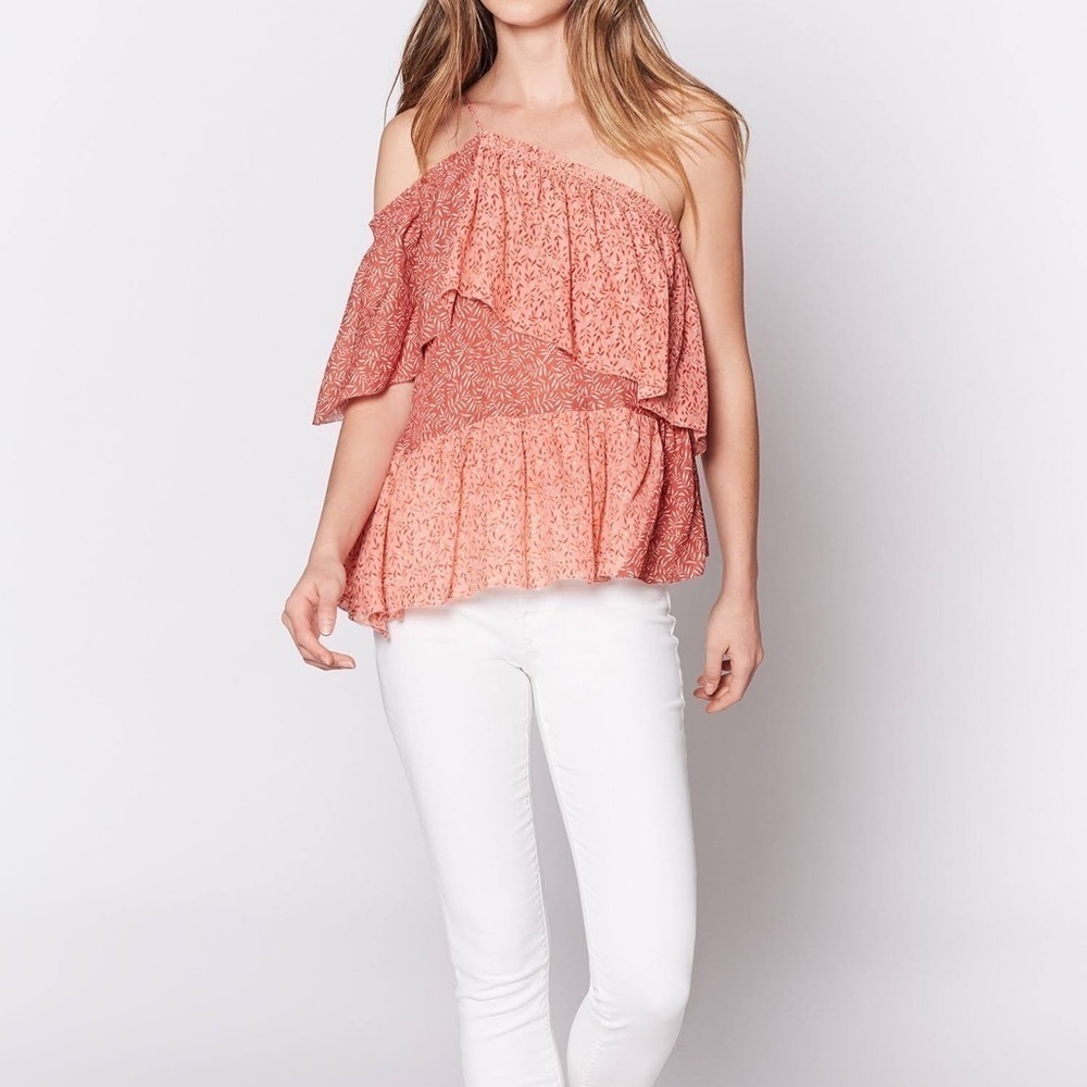 Joie Jakinda One Shoulder 100% Silk Floral Blouse Nwt L
